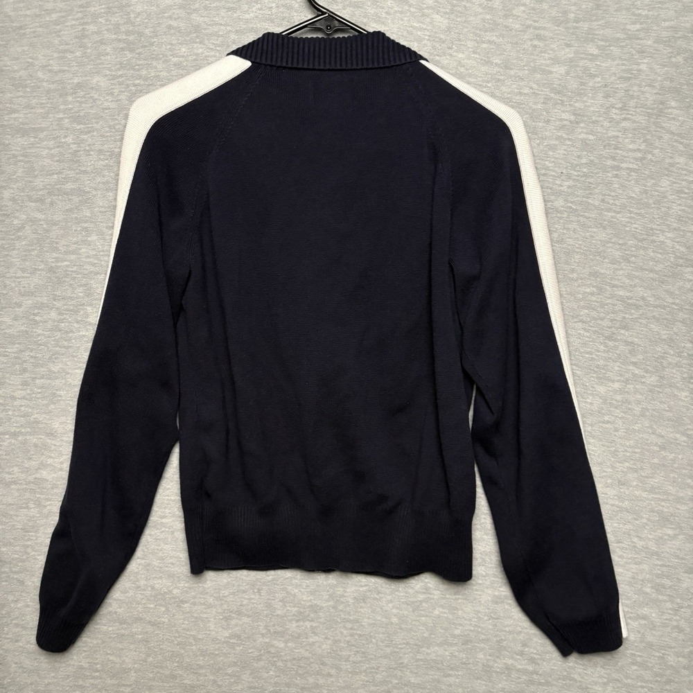 Vintage Nautica Jeans Navy Embroidered Spellout Knit Zip Up Track Men Medium - Picture 6 of 8